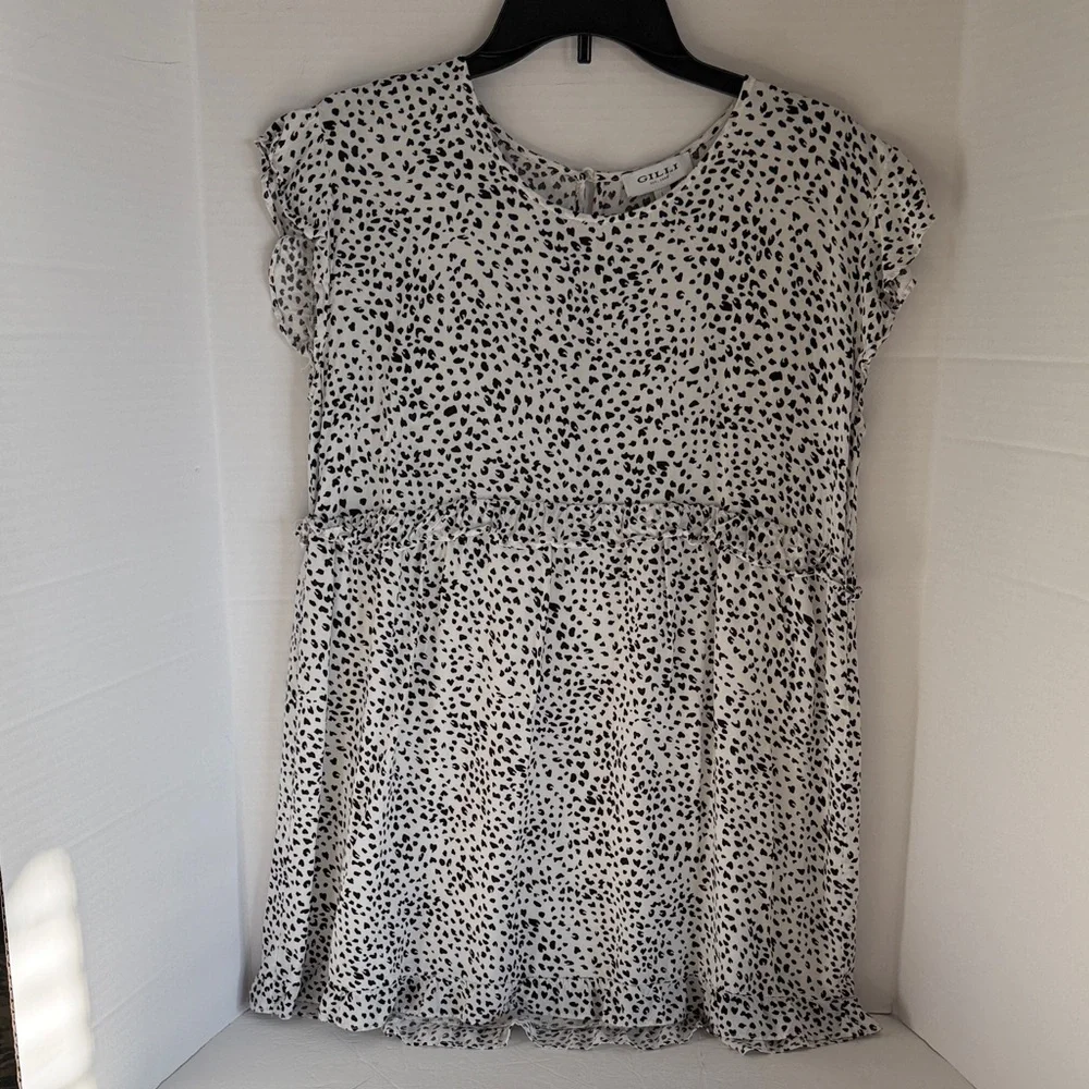 GILLI Women's Black and White cheetah print mini dress size Large - Picture 1 of 10